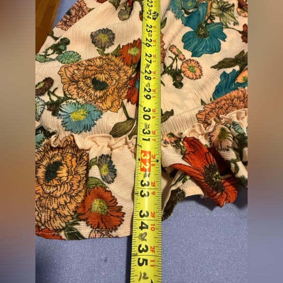 Easel Orange and Blue Ruffled Tie Front Sundress with 3/4 Flutter Sleeves - Picture 6 of 7